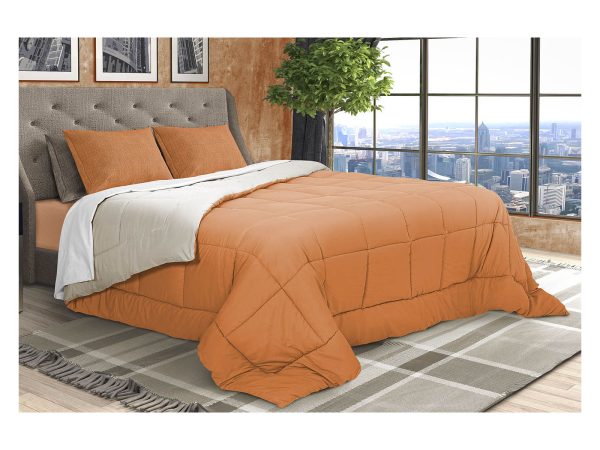 Trapunta microfibra - mandarino/lino