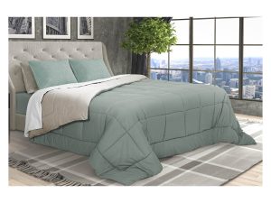 Trapunta microfibra - salvia/lino